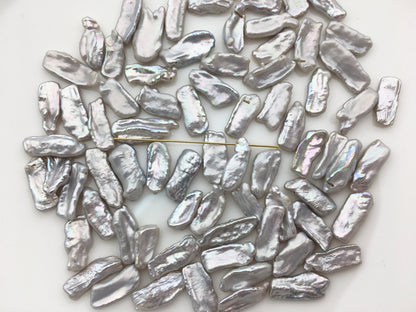 20pcs AA+ 6-7.5mm Gray Thin Biwa keshi Freshwater Pearl,top two-eight drill,ZS-129-1