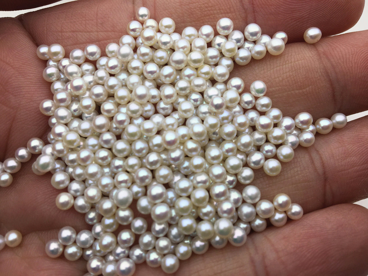 10pcs AAA 3-3.5mm white seed pearl bead,small pearls,tiny pearl supply,no hole,half drilled,RP3-3A-1