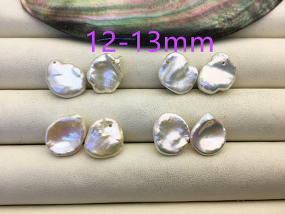 1 pair AAA 10-20mm White keshi Freshwater Pearl White loose Beads Pair,wholesale,0.9mm top side hole,ZS-103-37-47