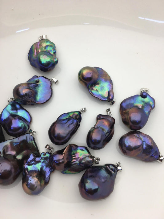 5pcs AA+ 13-20mm black rainbow baroque pearl pendant necklace,S925 Sterling silver pendant,NC1-008-1