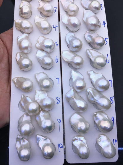 1 pair AAA 13-15x18-22mm Big White Flame ball Pearl Pairs-large Baroque freshwater pearl pairs,FL15-3A-8-67