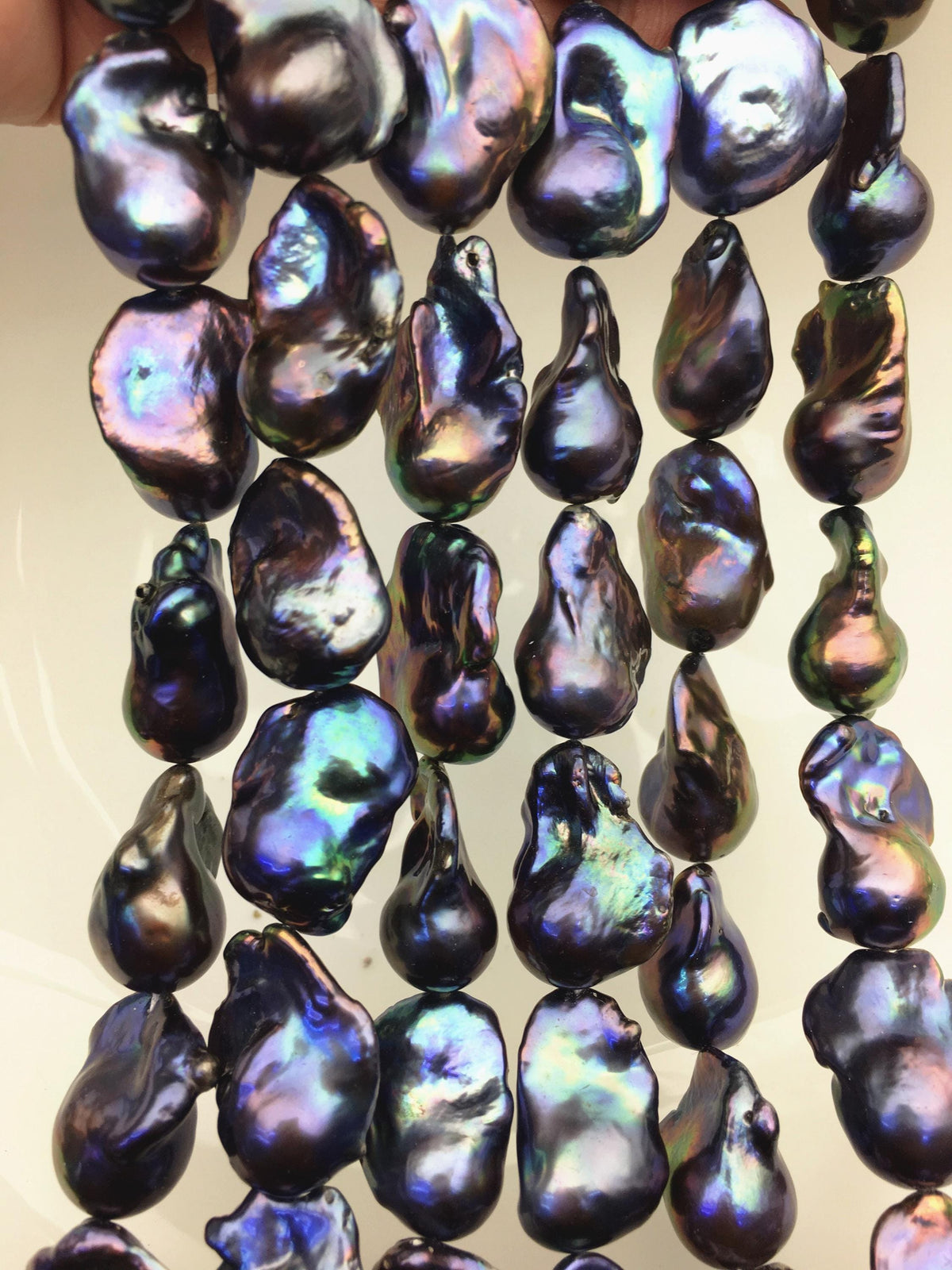 15.5'' AAA 14-18mm Black Rainbow flame ball pearl,FL15-3A-7-24