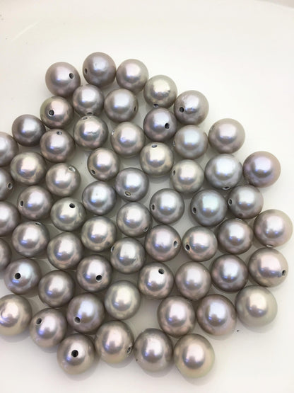 10pcs AA+ 11-12mm Gray Round/near round edison freshwater pearl,large hole,ED12-3A-1-1