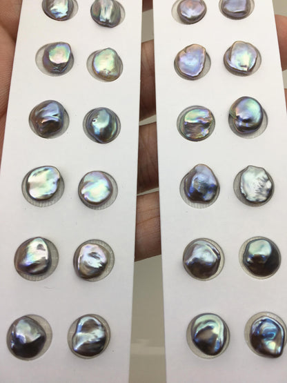 Gray Keshi Freshwater Pearl Pairs — 8–9 mm, 10 Pairs