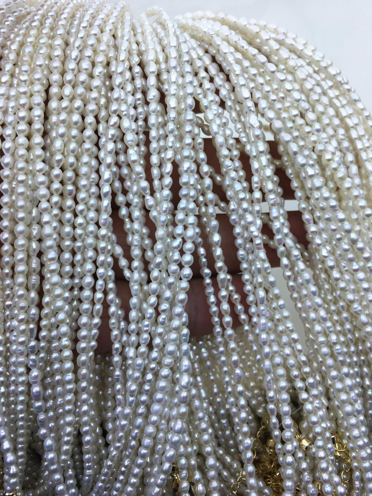 16+2'' AA+ 2.5-3mm white tiny small rice pearl Necklace,Wedding Necklace, Love, Mothers Day,Happiness,wholesale,NPN1-016