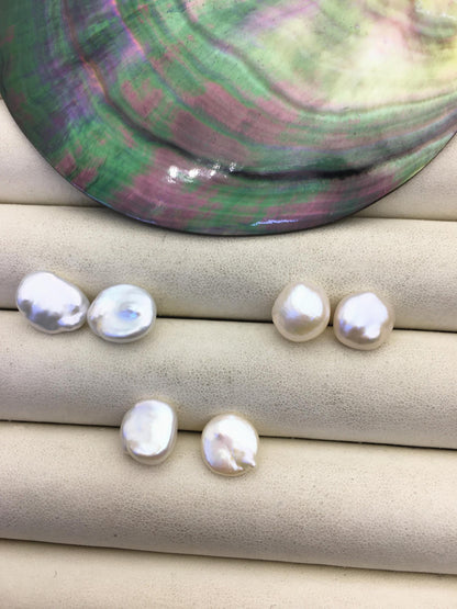 5 pairs AA+ 10-11mm White keshi pearls Pair, for make stud earrings, baroque pearl, loose pearl beads, very high luster, ZS-T4