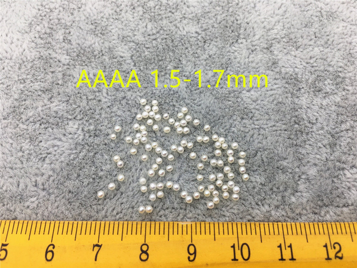 5pcs AAAA 1.5-1.7mm white round freshwater seed pearls, no hole, Cultured pearl, diy pearl beads, RP1-4A-3