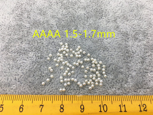 5pcs AAAA 1.5-1.7mm white round freshwater seed pearls, no hole, Cultured pearl, diy pearl beads, RP1-4A-3