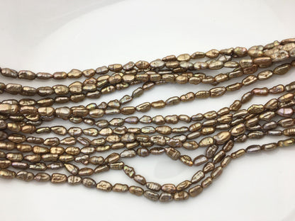 AA 5-6mm browntoothpick Biwa Pearl Necklace,Genuine Fresh Water Pearl,Wedding Necklace,Mothers Day,ZS-80-10-23