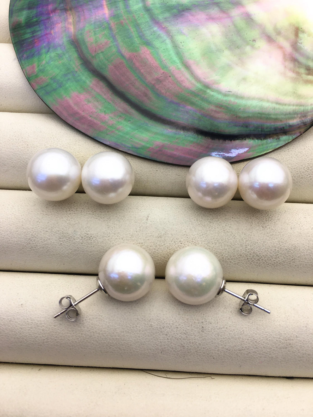 AA+ 12-13mm big white round edison pearl stud earrings,SE3-T9-27