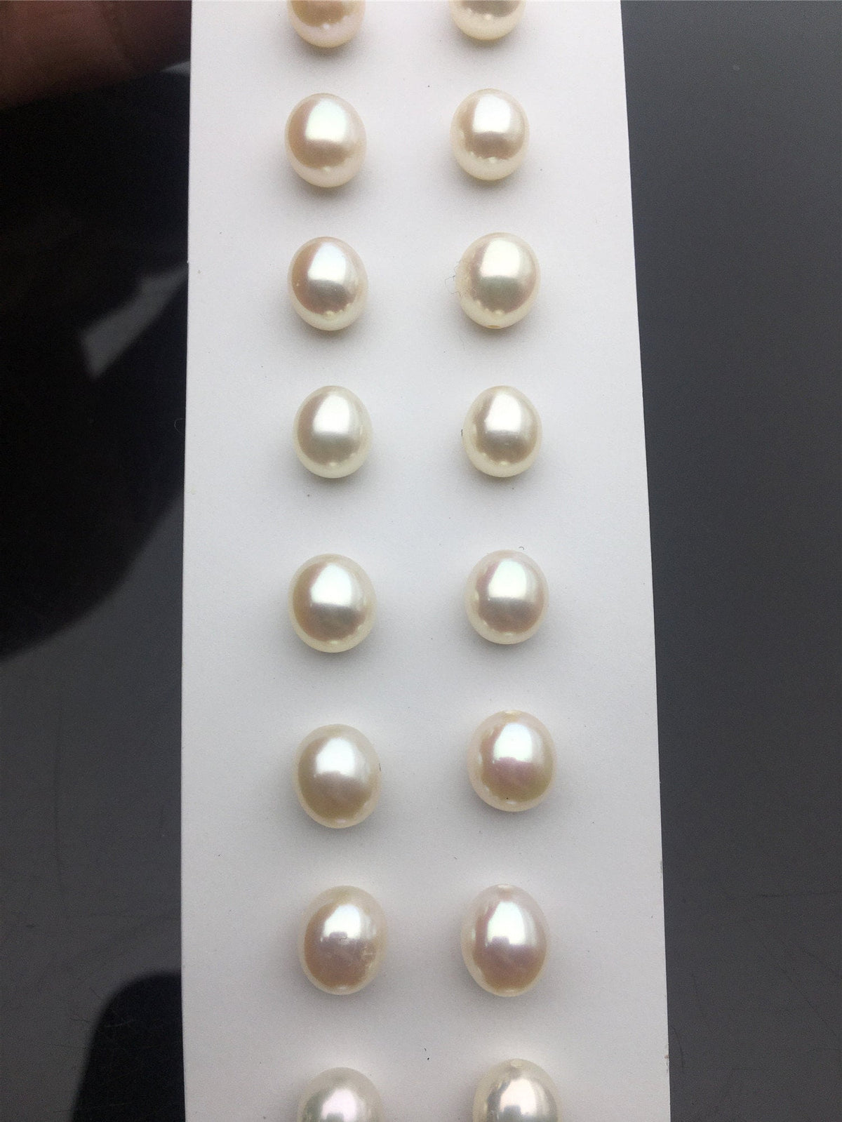 2 pairs AAA 6.3-7mm white rice freshwater pearls pairs, oval pearl earrings, tear drop pearl earrings, for dangle pearl earrings, LR6-3A-9
