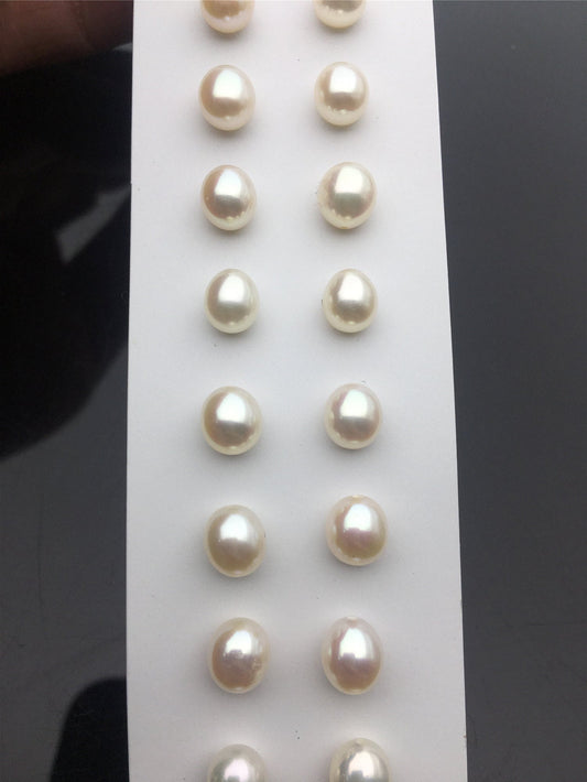 2 pairs AAA 6.3-7mm white rice freshwater pearls pairs, oval pearl earrings, tear drop pearl earrings, for dangle pearl earrings, LR6-3A-9