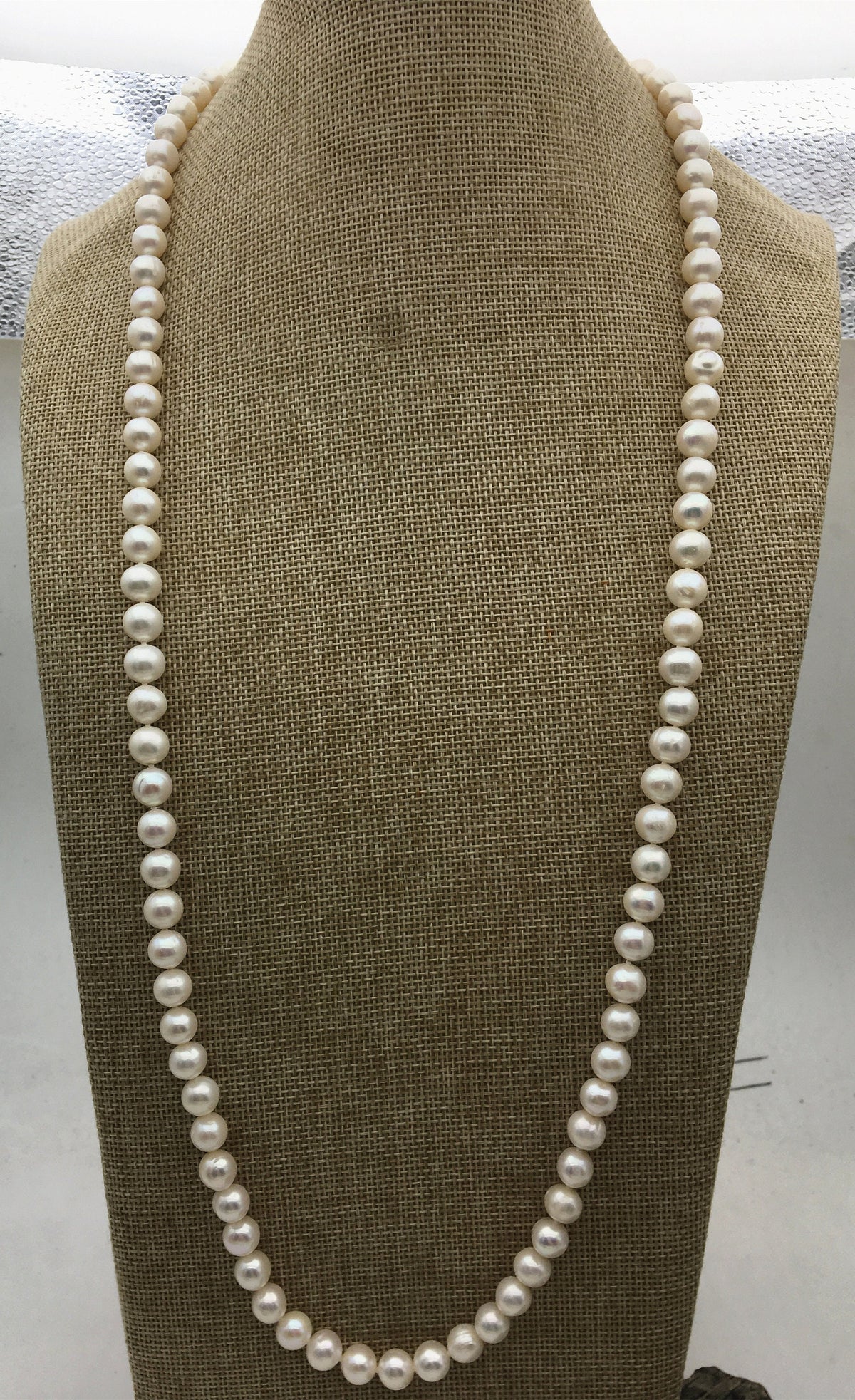 33'' 8-9mm White Potato Freshwater Pearl Necklace,NPN1-130