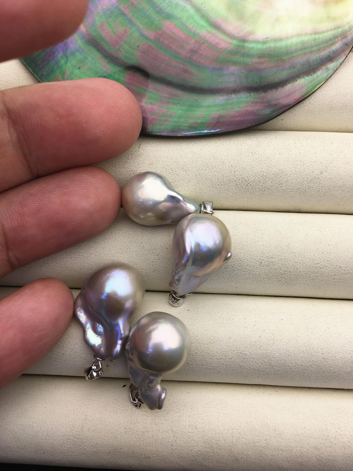 3pcs AAA/AA+ 12-17mm Gray rainbow baroque pearl pendant necklace,S925 Sterling silver pendant,NC1-041-10