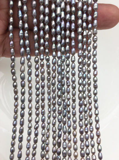 AAA 3-3.5mm Tiny Gray nugget rice freshwater pearls,irregular nugget freshwater pearl strand,LM3-3A-20