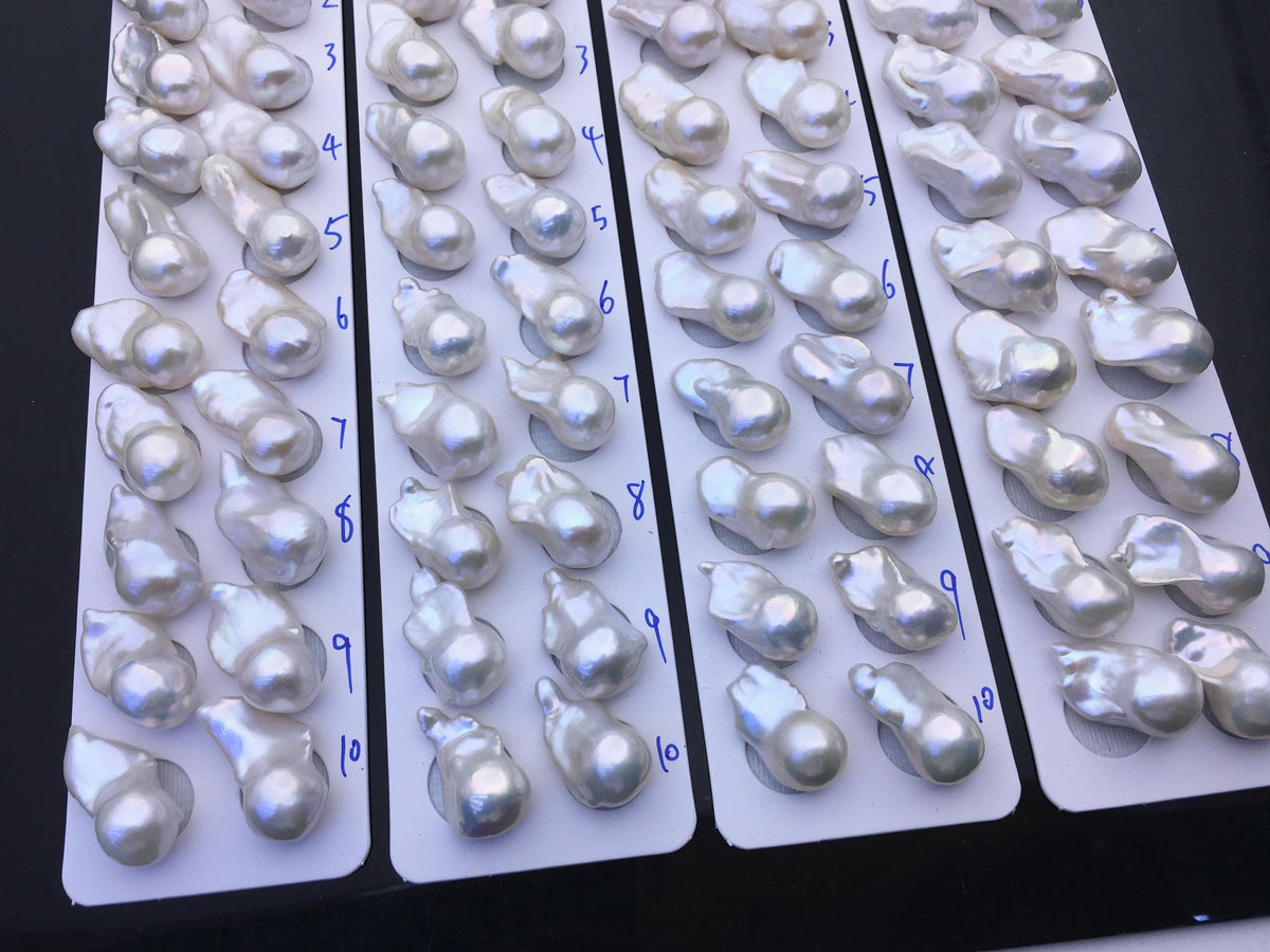 AAA 13-15x18-22mm White Flame ball Pearl Pairs - large Baroque freshwater pearl pairs,top half hole,FL15-3A-8-74