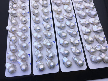 AAA 13-15x18-22mm White Flame ball Pearl Pairs - large Baroque freshwater pearl pairs,top half hole,FL15-3A-8-74