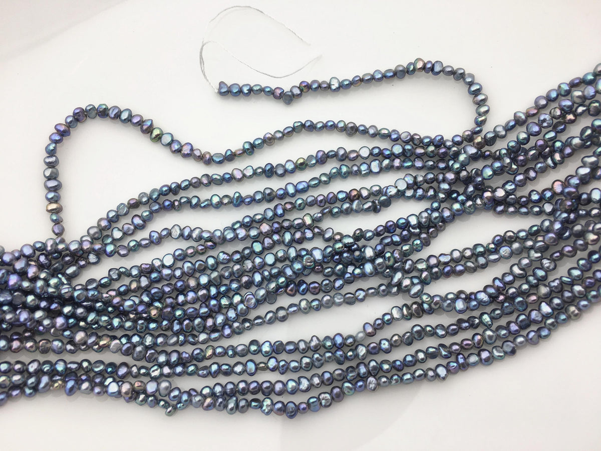 AAA 2-3mm black blue nugget seed pearls, irregular nugget freshwater pearl strand, cheap price, pearl factory china, LM2-3A-4
