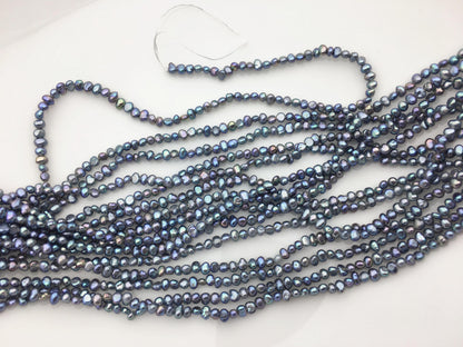 AAA 2-3mm black blue nugget seed pearls, irregular nugget freshwater pearl strand, cheap price, pearl factory china, LM2-3A-4