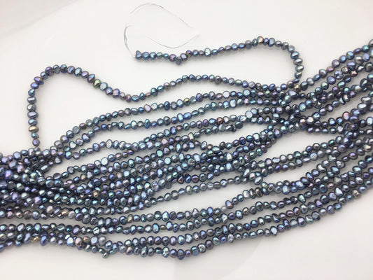 AAA 2-3mm black blue nugget seed pearls, irregular nugget freshwater pearl strand, cheap price, pearl factory china, LM2-3A-4