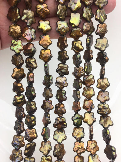 2 strands A 10-12mm brown plum blossom Freshwater Pearl,ZS-119-24