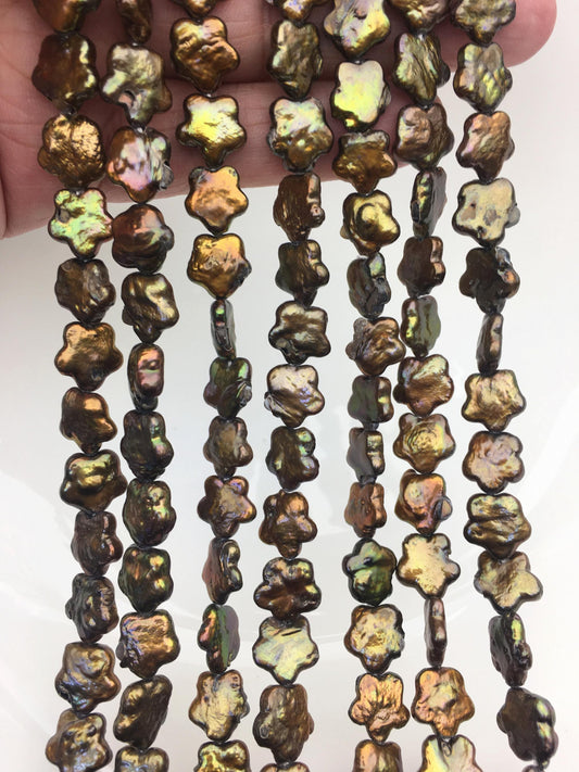 2 strands A 10-12mm brown plum blossom Freshwater Pearl,ZS-119-24