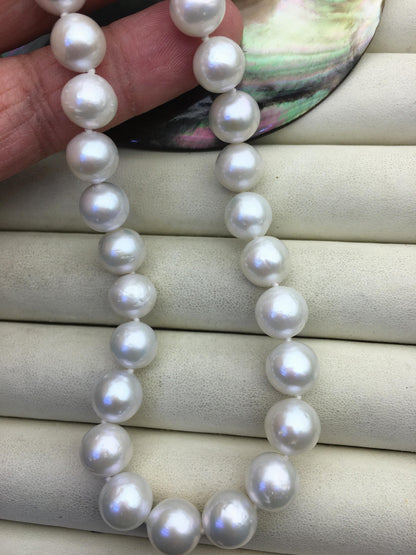 17.5 inches AA+ 8-10mm white round freshwater Pearl necklace, genuine freshwater Pearl necklace, Natural Pearl Necklace, NPN1-059