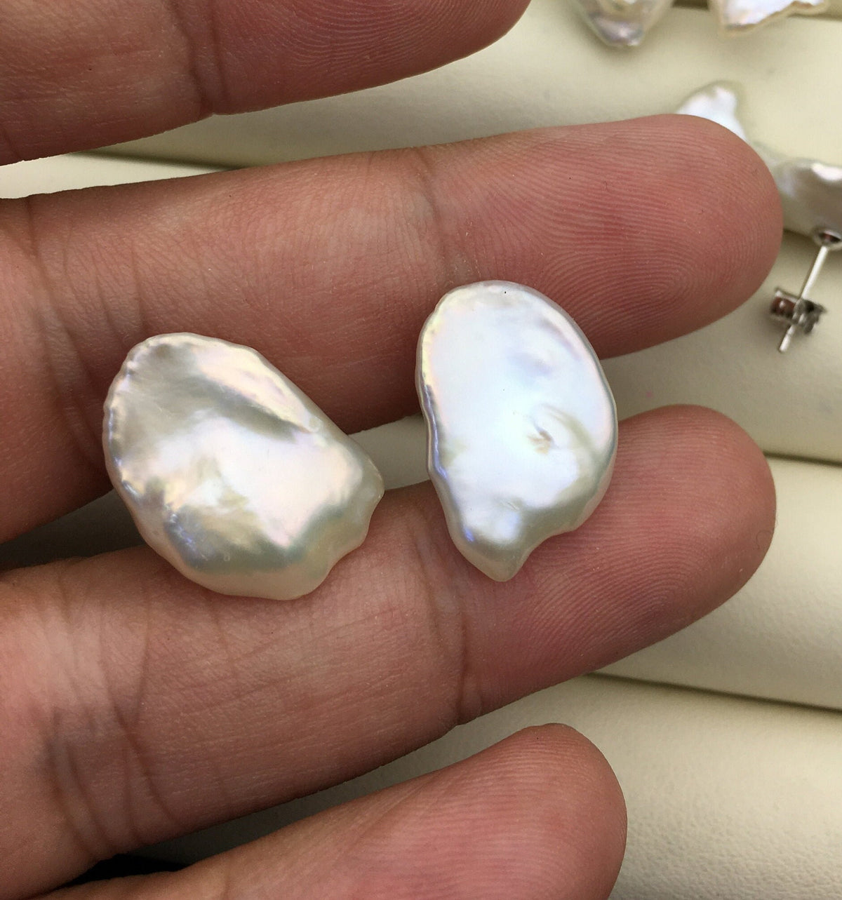 Rare!AAA 10/11/12/13/14/15mm BIG white Natural Long keshi Freshwater Pearl Stud Earrings, Stud Earrings for Women Girls, SE3-062
