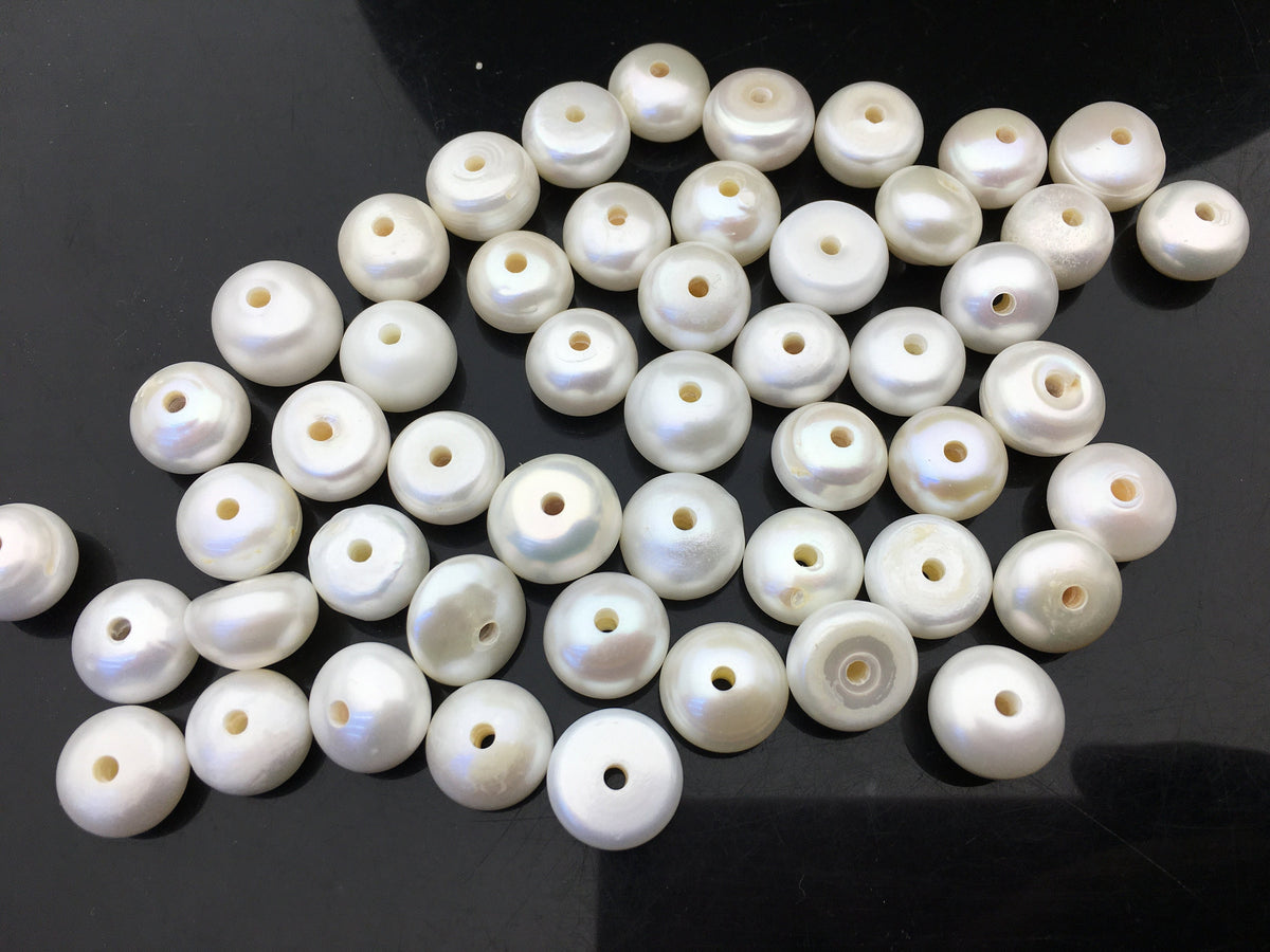 20pcs AA+ 12-14mm Big white button freshwater pearls, 2mm large hole, Rondelle pearl Beads, loose freshwater pearl, DIY material, SM13-2A-1