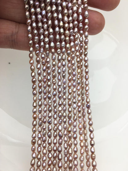 Purple Rice Freshwater Pearl Strand — 3–3.5 × 4–5 mm