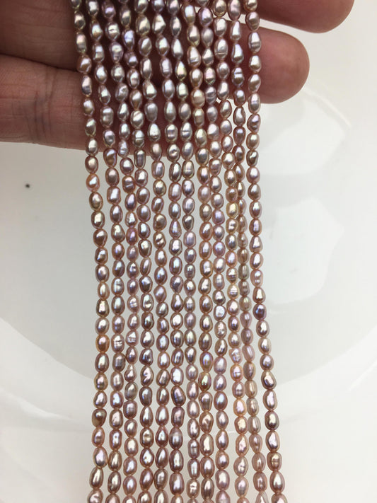 Purple Rice Freshwater Pearl Strand — 3–3.5 × 4–5 mm