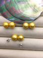 1 pair AA+ 10-11mm yellow round edison pearl stud earrings, S925 Sterling Silver stud earrings, wedding pearl earrings, SE3-T9-13