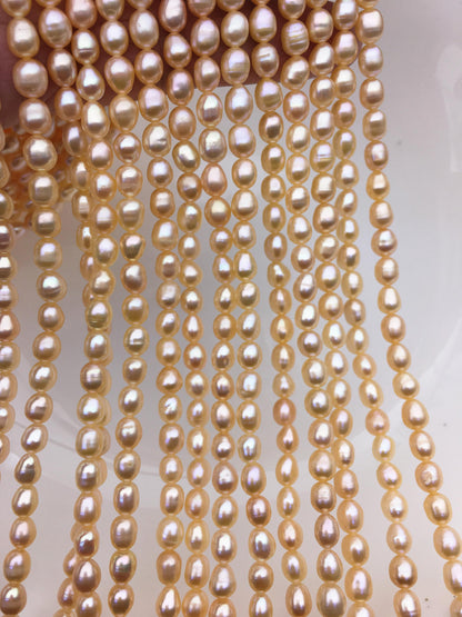 AA+ 5-6mm peach pink rice pearl beads,high luster freshwater pearls,loose freshwater pearl,LR5-2A-1