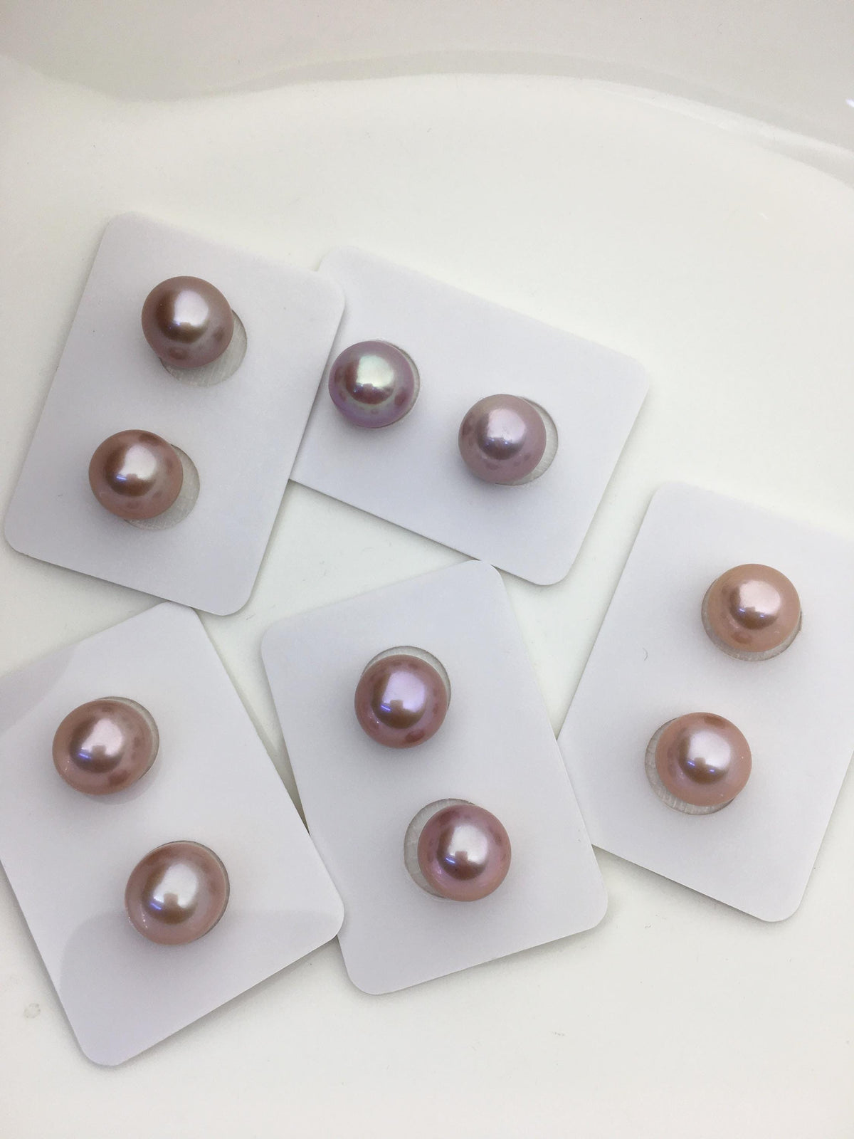1 pair AAA+ 11-12mm Light Purple Rainbow Round edison freshwater pearl,ED12-3A-1-11
