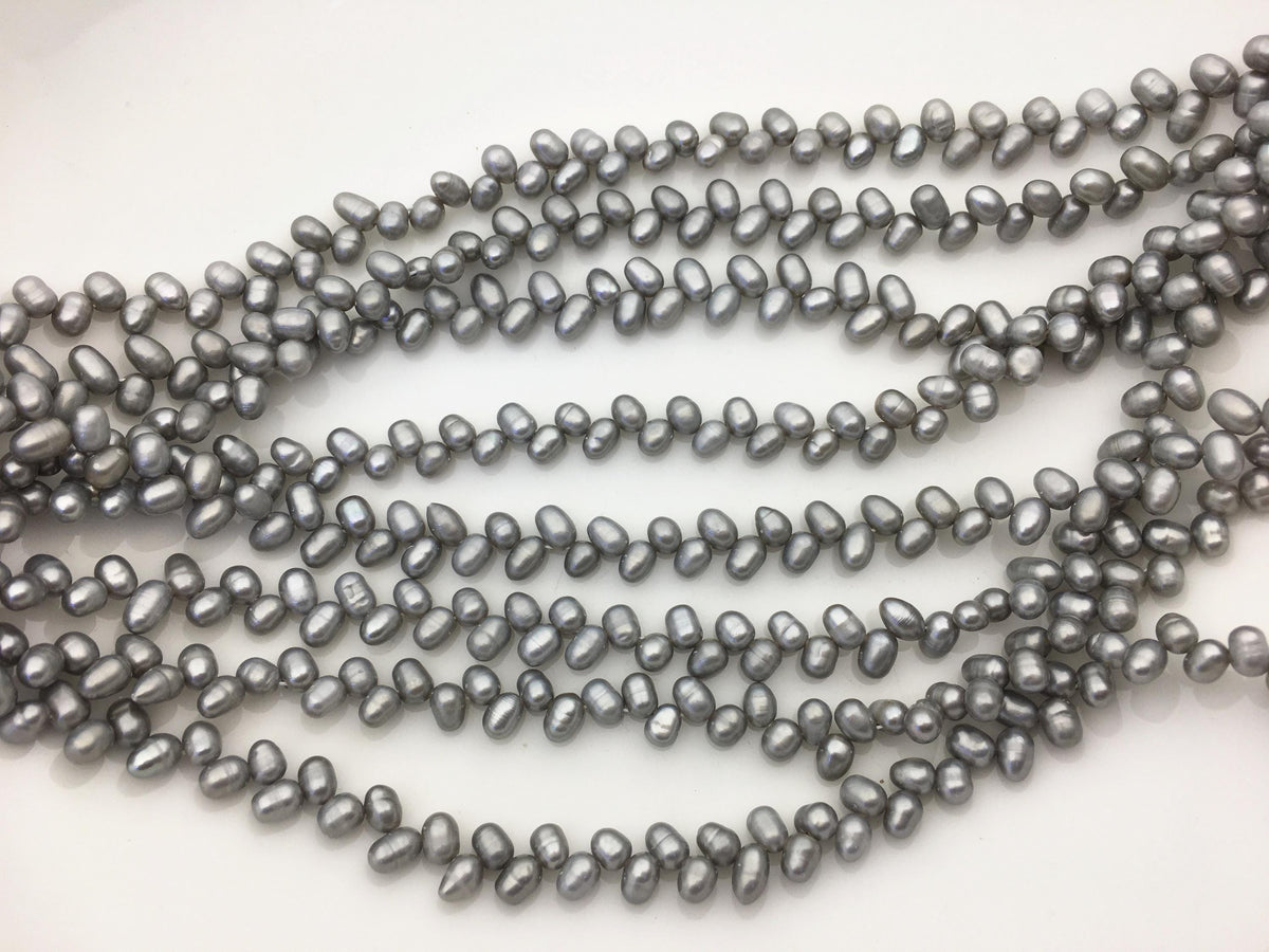 AA+ 4-4.5mm gray rice pearls, full strand, oval loose pearl beads, diy pearl, genuine pearl, Cultured pearl, diy pearl beads, LR4-T7