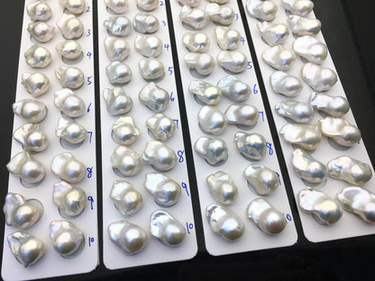 1 pair AAA 13-16x19-25mm White Flame ball Pearl Pairs - 0.9mm top half hole, large Baroque freshwater pearl pairs, FL15-3A-8-39