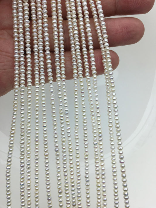 AAA 2.5-2.7mm tiny white button pearls,full strand,Rondelle pearl Beads,white freshwater pearl,loose strands,SM2-3A-1