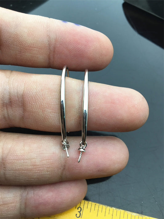 Big S925 Sterling Silver White/Yellow dangle hook earrings, for dangle earrings, DIY, wholesale, ASL-ER-018