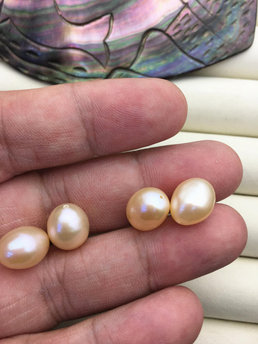 Pink Nugget Baroque Pearl Pairs — 9.4–10.2 mm, 2 Pairs