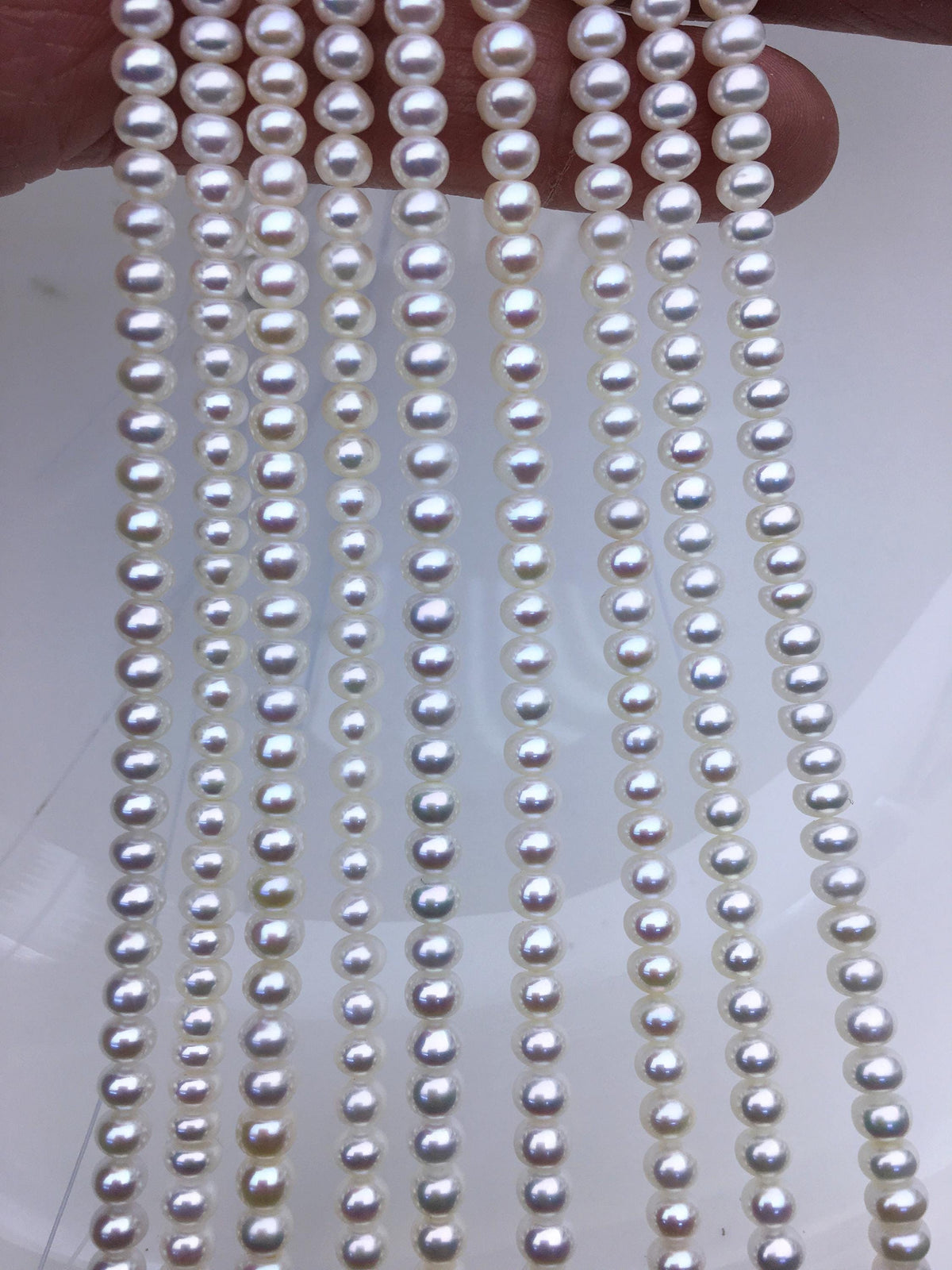 AAA 4-4.5mm tiny White button round freshwater pearls, Rondelle pearl Beads, white freshwater pearl, loose strands, SM4-3A-43