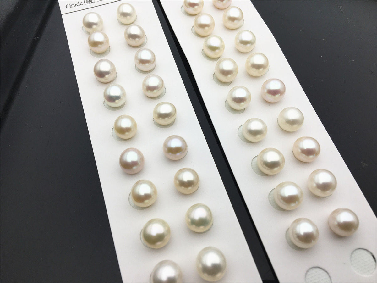 AAA 7.5-8mm/8-8.5mm white round freshwater pearls pair, for pearl earrings, for pearl ring, rp8-3ay-gj-1