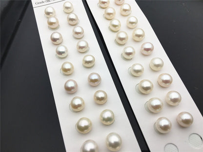 AAA 7.5-8mm/8-8.5mm white round freshwater pearls pair, for pearl earrings, for pearl ring, rp8-3ay-gj-1