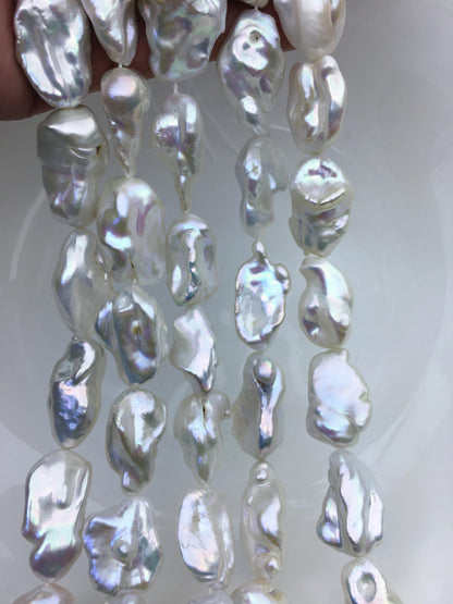 AA+ 14-16mm white thick twist keshi Freshwater Pearl, DIY Loose Freshwater Pearl, wholesale price, china wholesale pearl, ZS-200-113