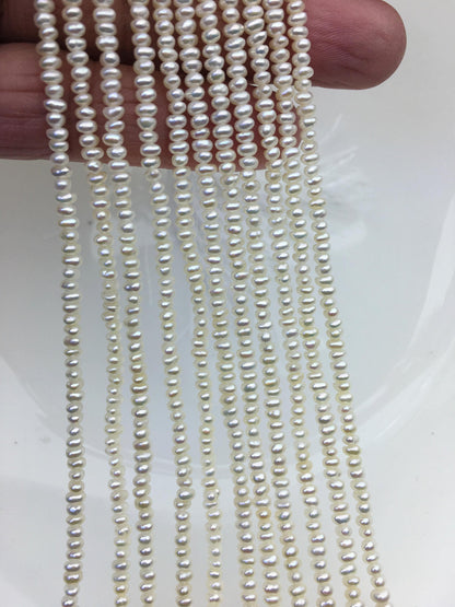 AA+ 3-3.5mm white button potato seed freshwater pearls, seed pearl, for pearl necklace, for pearl bracelet, CR3-2A-4