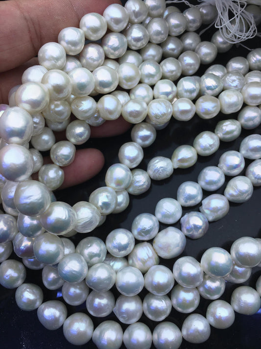 AA+ 11-12mm white baroque near round Edison Freshwater Pearl,ED12-2A-5-17
