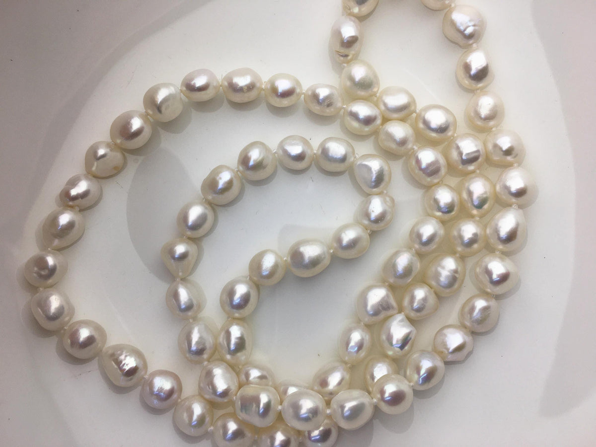 32'' AA+ 10mm white nugget freshwater Pearl necklace,NPN1-022