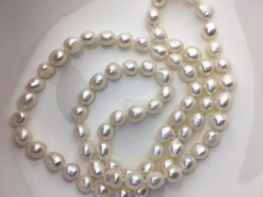 32'' AA+ 10mm white nugget freshwater Pearl necklace,NPN1-022
