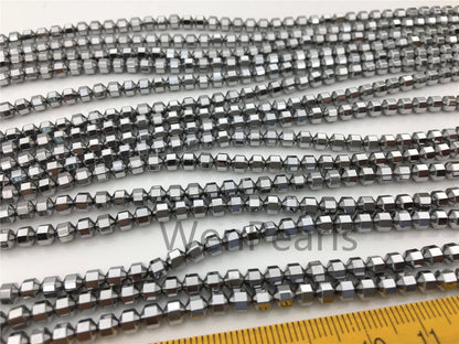 Hematite silver Gray,faceted hexagon beads,AAA, 102 beads,15.5 inches,G50-OTH4-002-2