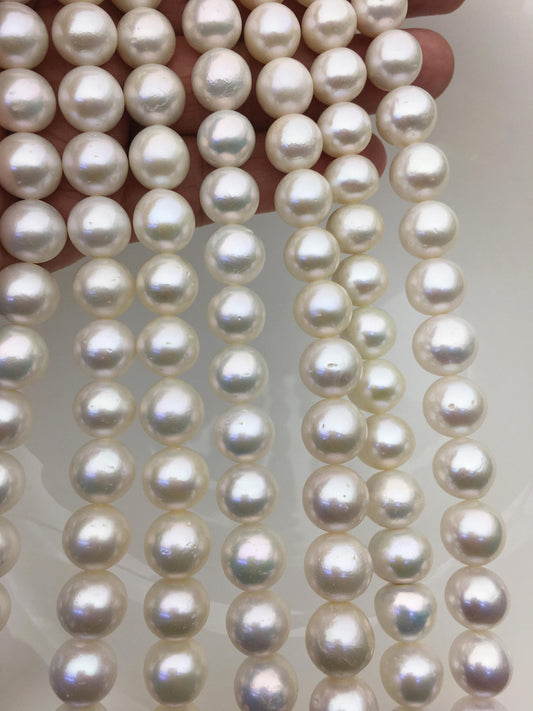 AA+ 11-13mm white round freshwater pearls, loose pearl beads, round pearl string, pearl necklace DIY jewelry material, RP11-2A-4