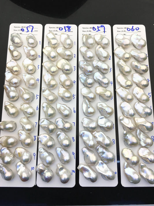 1 pair AAA 14-17x19-28mm White Flameball Pearl Pairs, 0.9mm top half hole, Baroque Cultured Freshwater Pearl, flameball pearls, FL15-3A-8-40